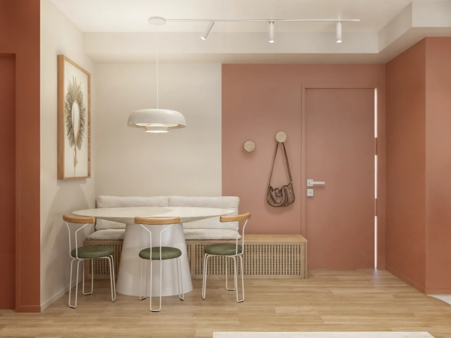 Hall de entrada com design contemporâneo num apartamento no Porto · Être Arquitetura